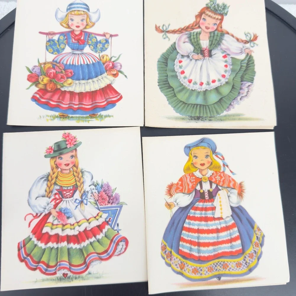 VTG NOS 50sTichnor Brothers Dolls of Many Lands 18 Correspondence Stationary Set